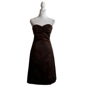 Vintage Aria Espresso Brown Strapless Dress Gown Sweetheart Neckline US 4